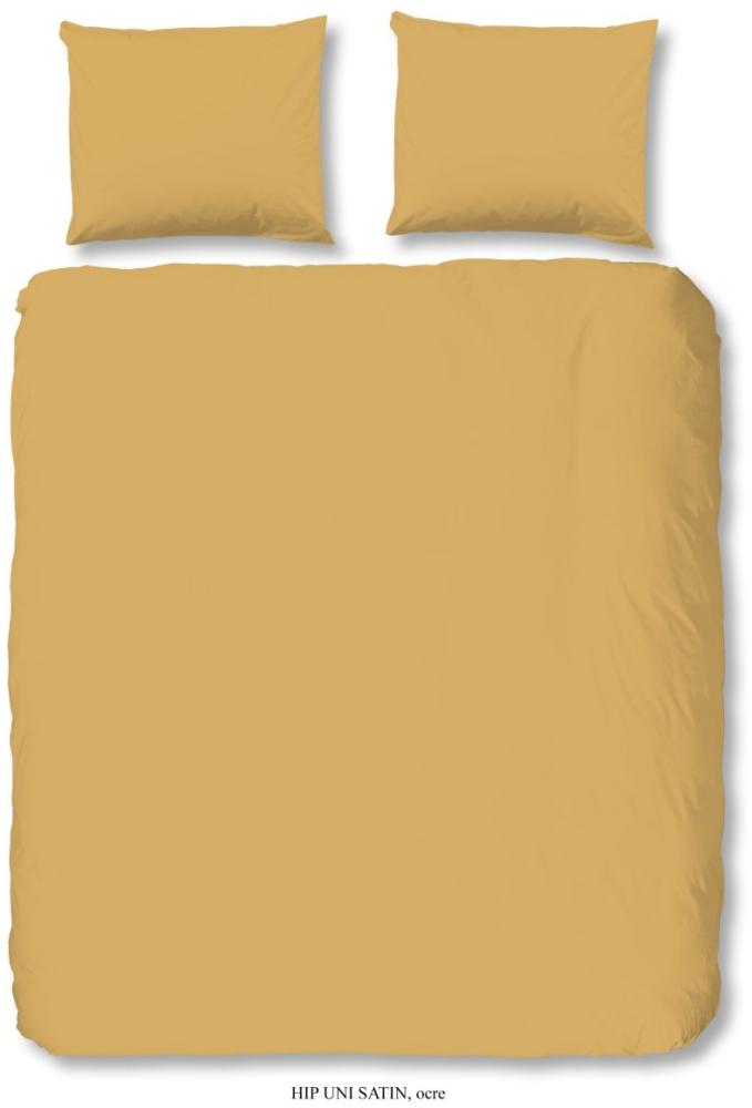 HIP Mako Satin Bettwäsche 3 teilig Bettbezug 200 x 220 cm Kopfkissenbezug 60 x 70 cm Uni duvet cover 0280.63.02 Ocre Bild 1