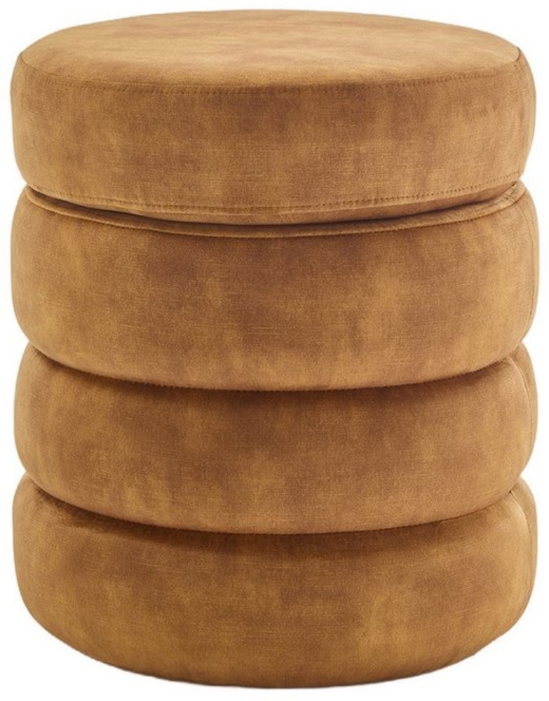 riess-ambiente Polsterhocker VOGUE 50cm senfgelb - Samt, mit Stauraum, gepolstert, rund, retro (Einzelartikel, 1 St), Eleganter Sitzhocker- ideal für Ankleide, Flur, Wohnzimmer & Garderobe Bild 1