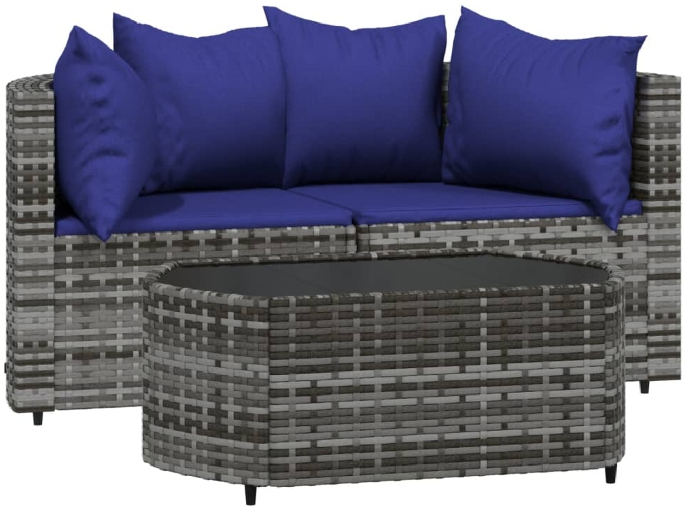 vidaXL 3-tlg. Garten-Lounge-Set mit Kissen Grau Poly Rattan 319855 Bild 1