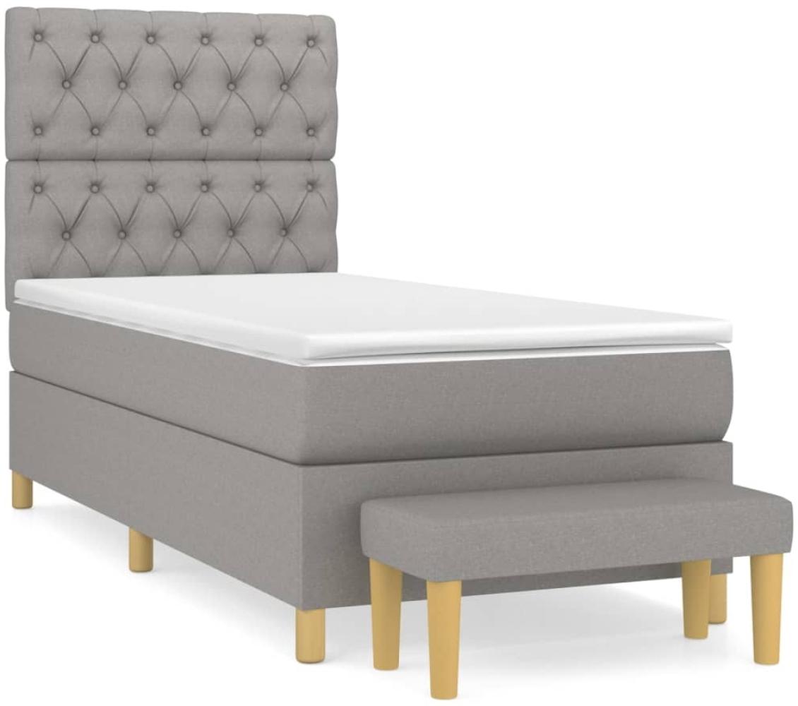 vidaXL Boxspringbett mit Matratze Hellgrau 80x200 cm Stoff, Härtegrad: H2 [3137349] Bild 1