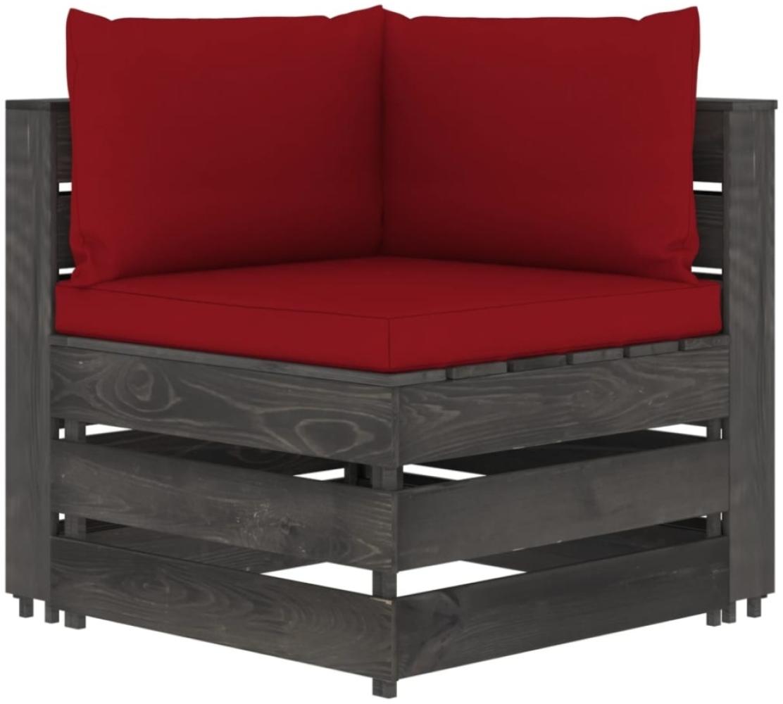 Modulares Ecksofa mit Kissen Grau Imprägniertes Holz Bild 1