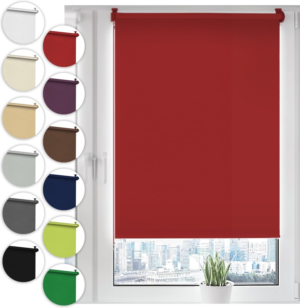 Sonello Verdunkelungsrollo Klemmfix ohne Bohren 30x150 cm Rot Verdunklungsrollo Fensterrollo Rollo Seitenzugrollo Klemmrollo für Fenster & Tür Bild 1