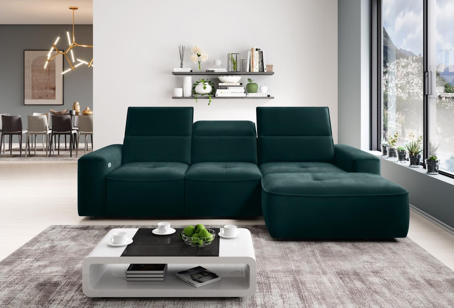 Stylefy Colton MINI Ecksofa Velours Grün Rechts Bild 1