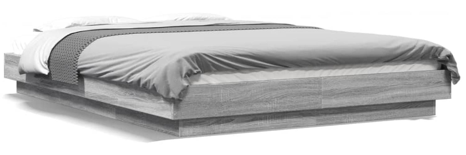 vidaXL Bettgestell mit LED Grau Sonoma 135x190 cm Holzwerkstoff 3281138 Bild 1