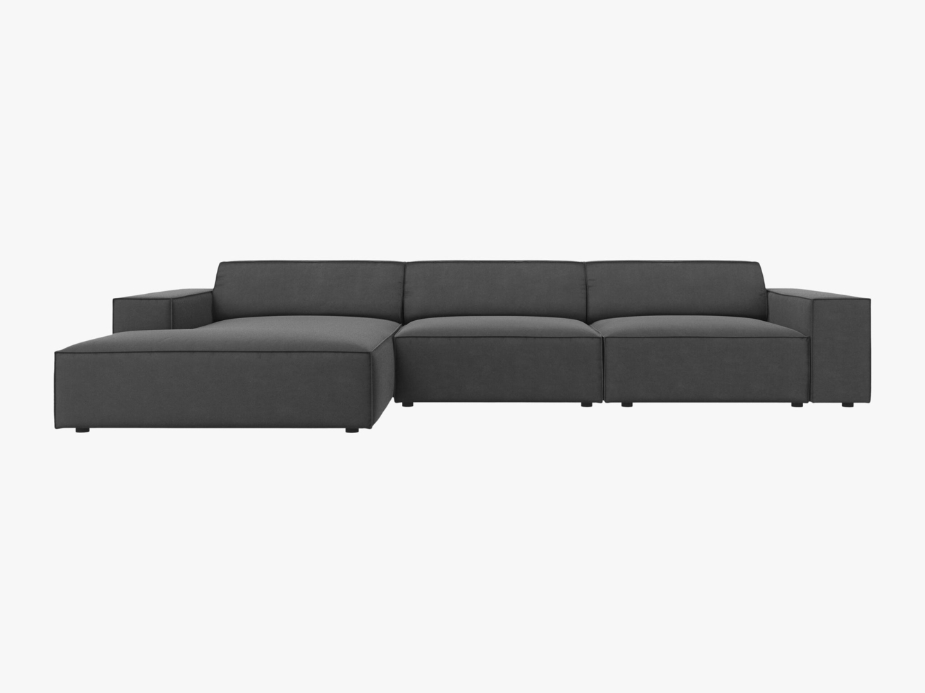 Micadoni Ecksofa Jodie 4-Sitzer Links Samt Bluvel Grau Bild 1