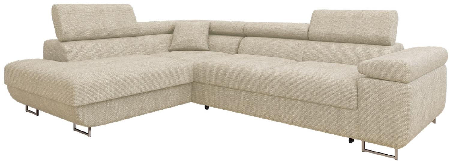 Ecksofa Torezio Premium mit Einstellbare Kopfstützen, Bettkasten und Schlaffunktion (Farbe: Magni 206.02, Seite: Links) Bild 1