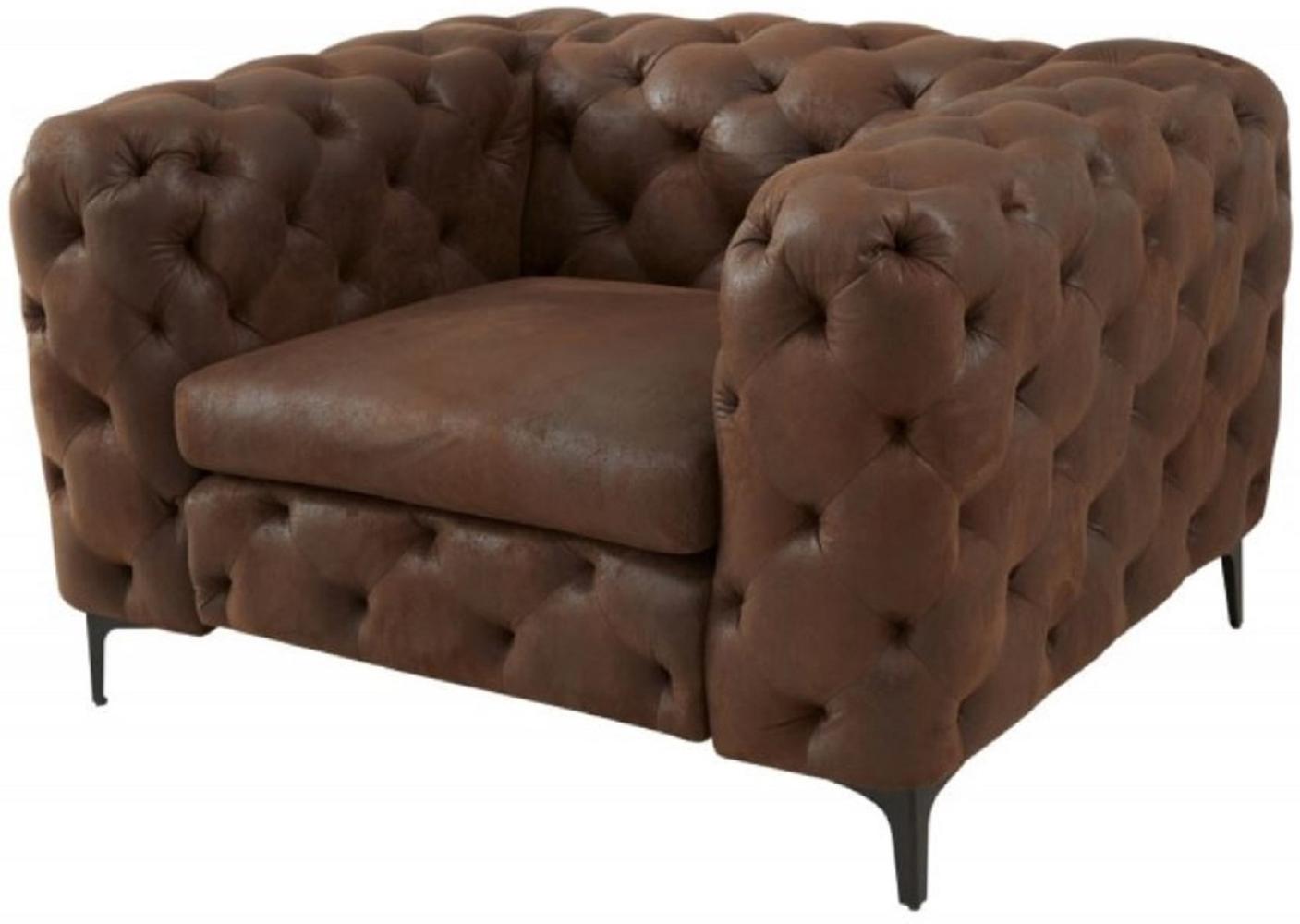 Casa Padrino Chesterfield Wohnzimmer Sessel Antik Braun 120 x 100 x H. 70 cm - Chesterfield Wohnzimmer Möbel Bild 1