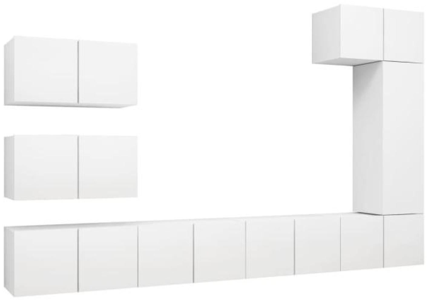 vidaXL 8-tlg. TV-Schrank-Set Weiß Spanplatte [3078716] Bild 1