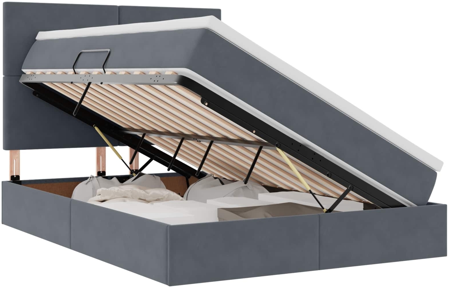 vidaXL Bett mit LED-Lichtleisten Dunkelgrau 140 x 190 cm Samt 3372604 Bild 1