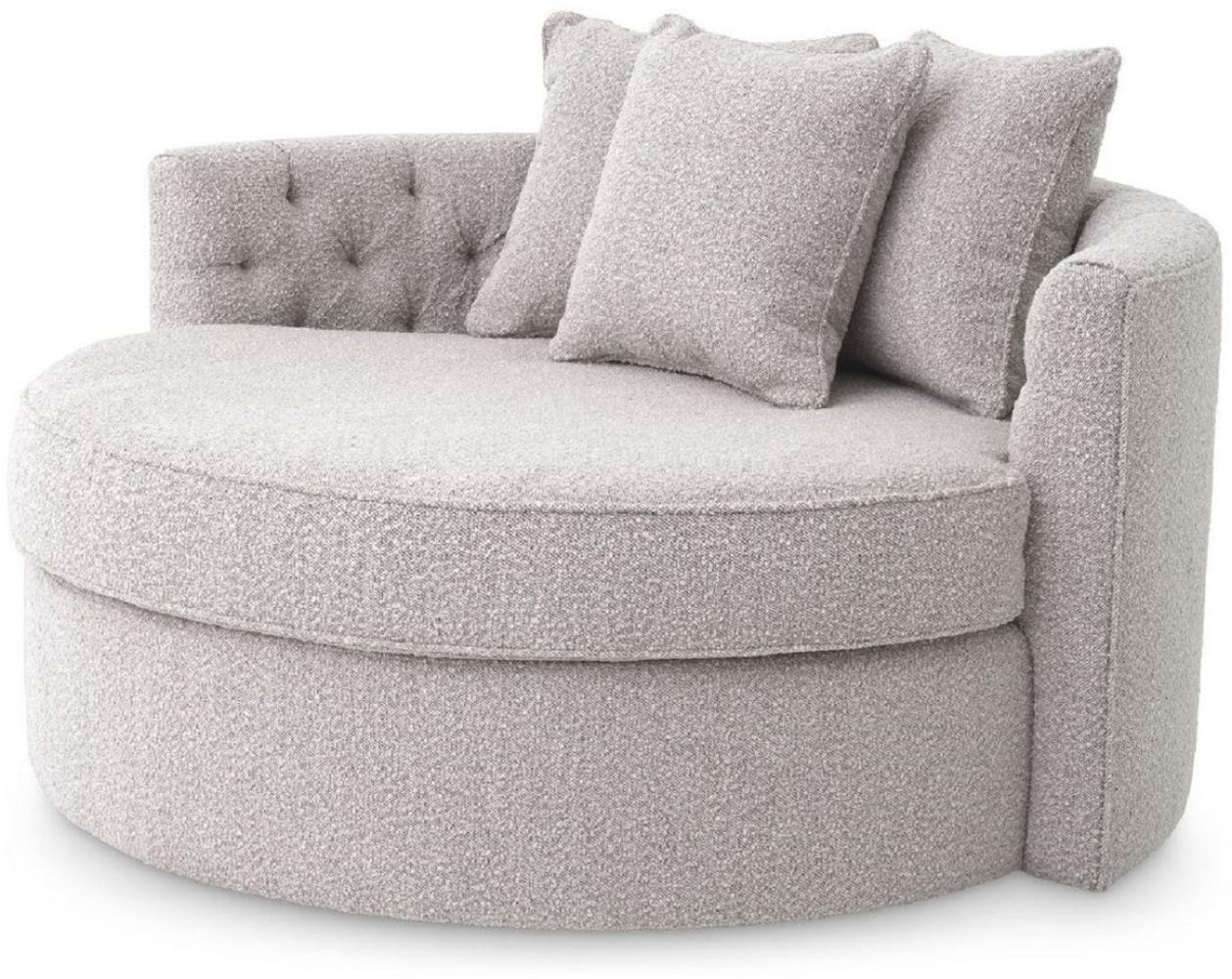 Casa Padrino Luxus Rundsofa Grau 157 x 148 x H. 90 cm - Modernes rundes Wohnzimmer Sofa mit 3 Kissen - Wohnzimmer Möbel - Luxus Möbel Bild 1