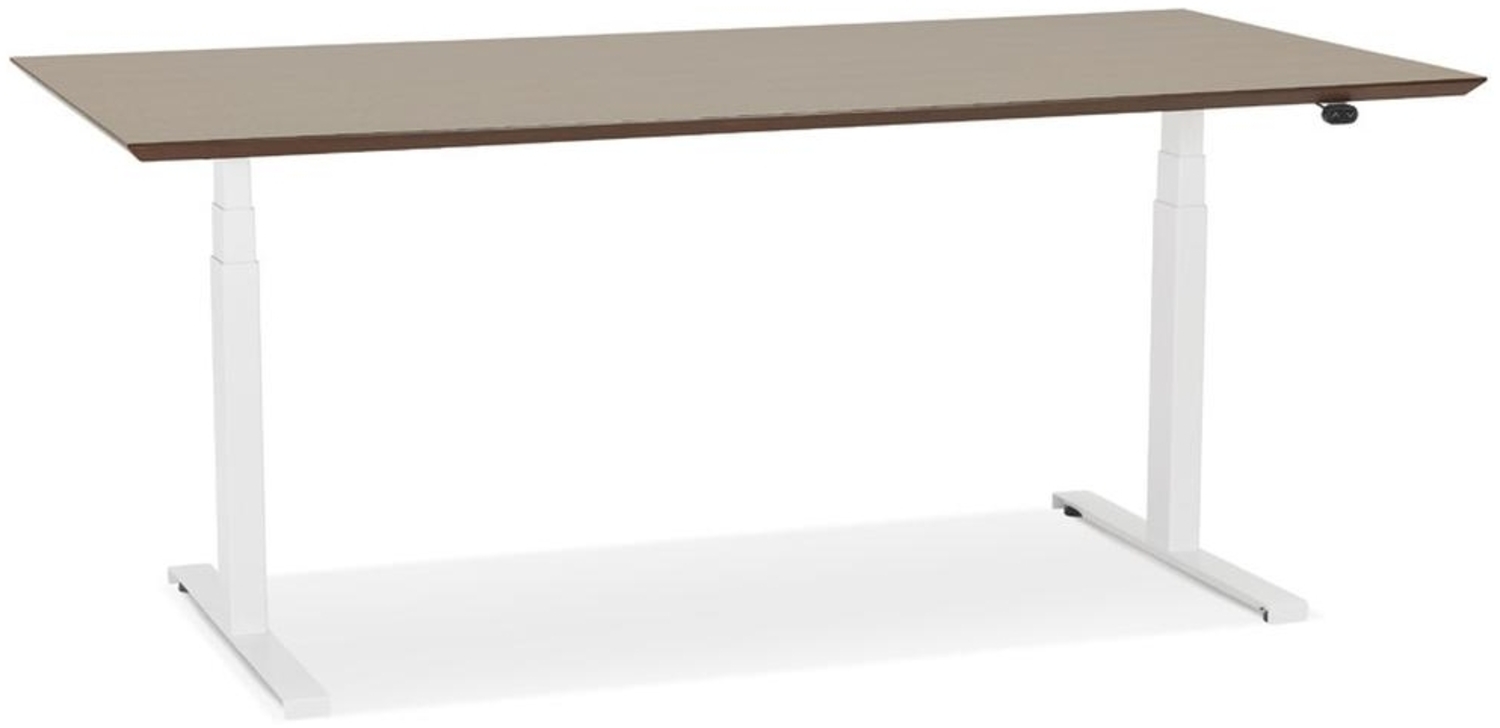 Kadima Design Arbeitstisch höhenverstellbar | 180x90 cm | Elektrisch Homeoffice Ergonomisch 63-128 cm | Braun-Weiß | Bürotisch Bild 1