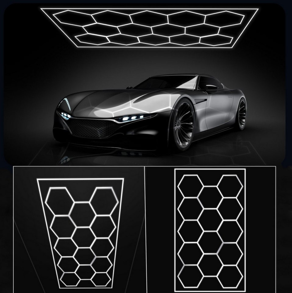 OULENBIYAR LED Dekolicht LED Wandleuchte Hexagon LED 14 Raster Leuchten Set Deckenmontage, LED fest integriert, Tageslichtweiß, für Garage Werkstatt Gaming Fitnessstudio Friseur Bürobeleuchtung Bild 1