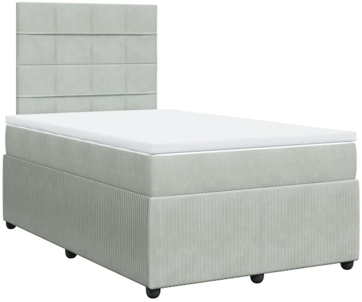 vidaXL Boxspringbett mit Matratze Hellgrau 120x200 cm Samt 3292310 Bild 1