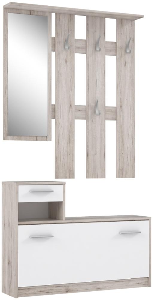 FORTE Hallways Kleiderpaneel, Holzwerkstoff, Beige/Braun/Weiß, 97,5 x 180 x 25 cm Bild 1