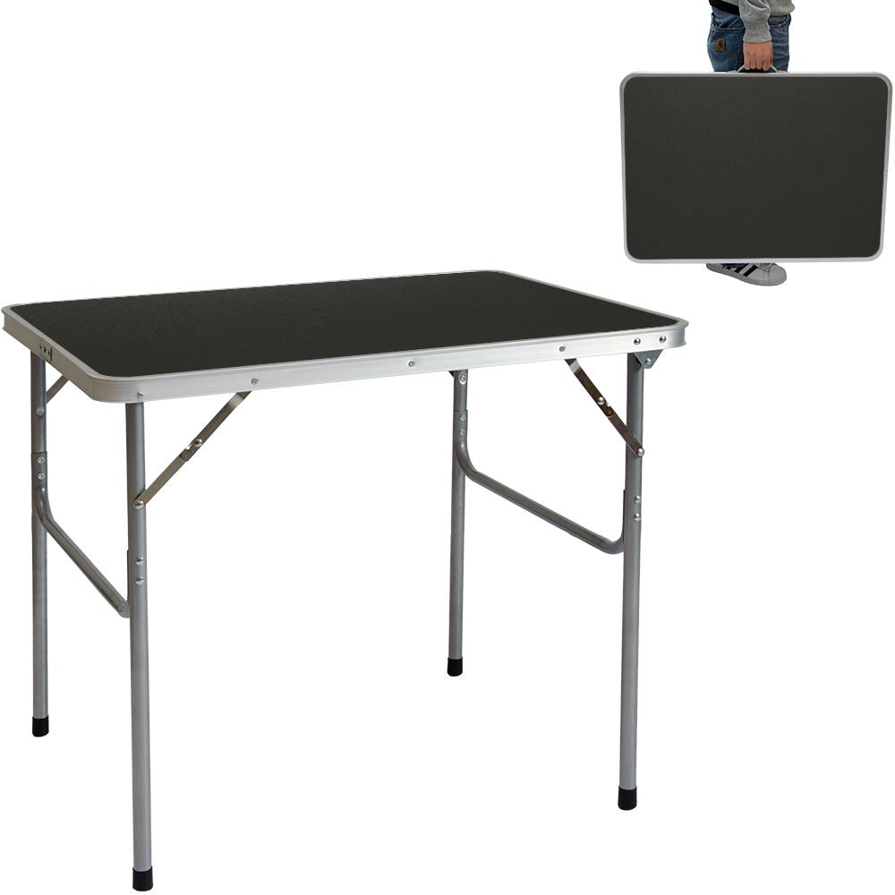 Campingtisch Alu Klapptisch 60x80x67cm praktisches Kofferformat Dunkelgrau Bild 1