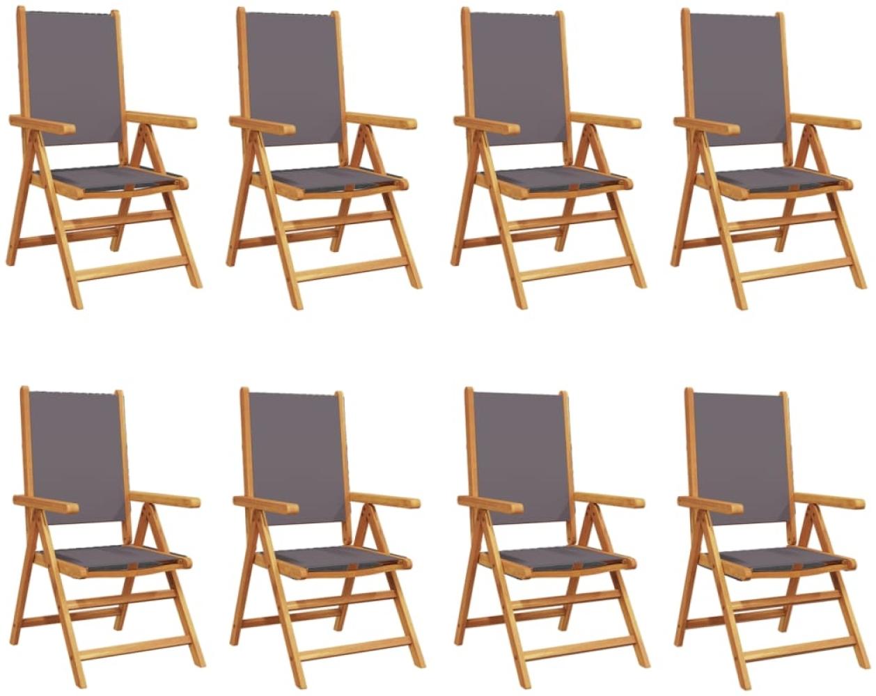 vidaXL Gartenstuhl Verstellbar 8 Stk. Anthrazit Stoff und Massivholz 3214543 Bild 1