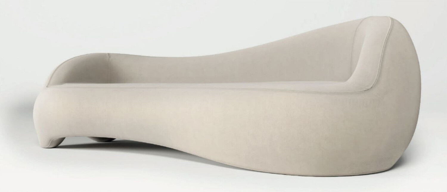 Casa Padrino Luxus Samt Sofa Creme 280 x 105 x H. 68 cm - Wohnzimmer Sofa - Hotel Sofa - Wohnzimmer Möbel - Hotel Möbel - Luxus Möbel Bild 1