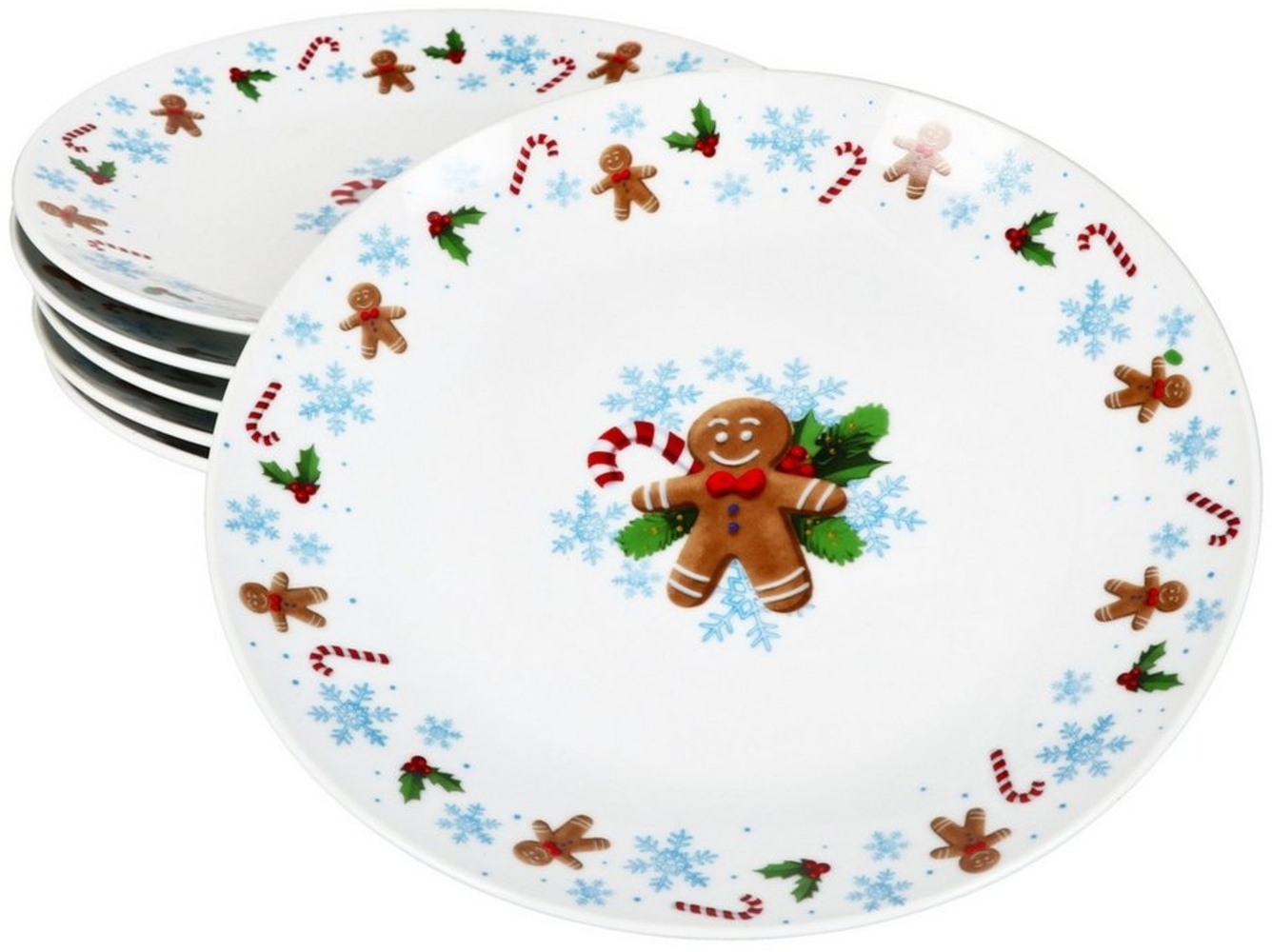 6x Candyman Kuchenteller Porzellan 6 Personen Dessert-Teller Weihnachten eisblau Bild 1