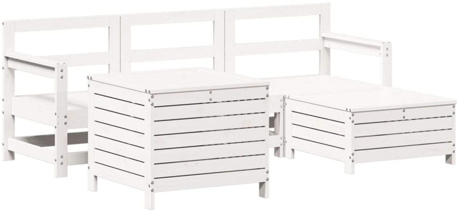 vidaXL 5-tlg. Garten-Sofagarnitur Weiß Massivholz Kiefer 3250505 Bild 1