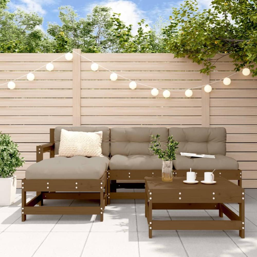 vidaXL 5-tlg. Garten-Lounge-Set mit Kissen Honigbraun Massivholz 3186063 Bild 1