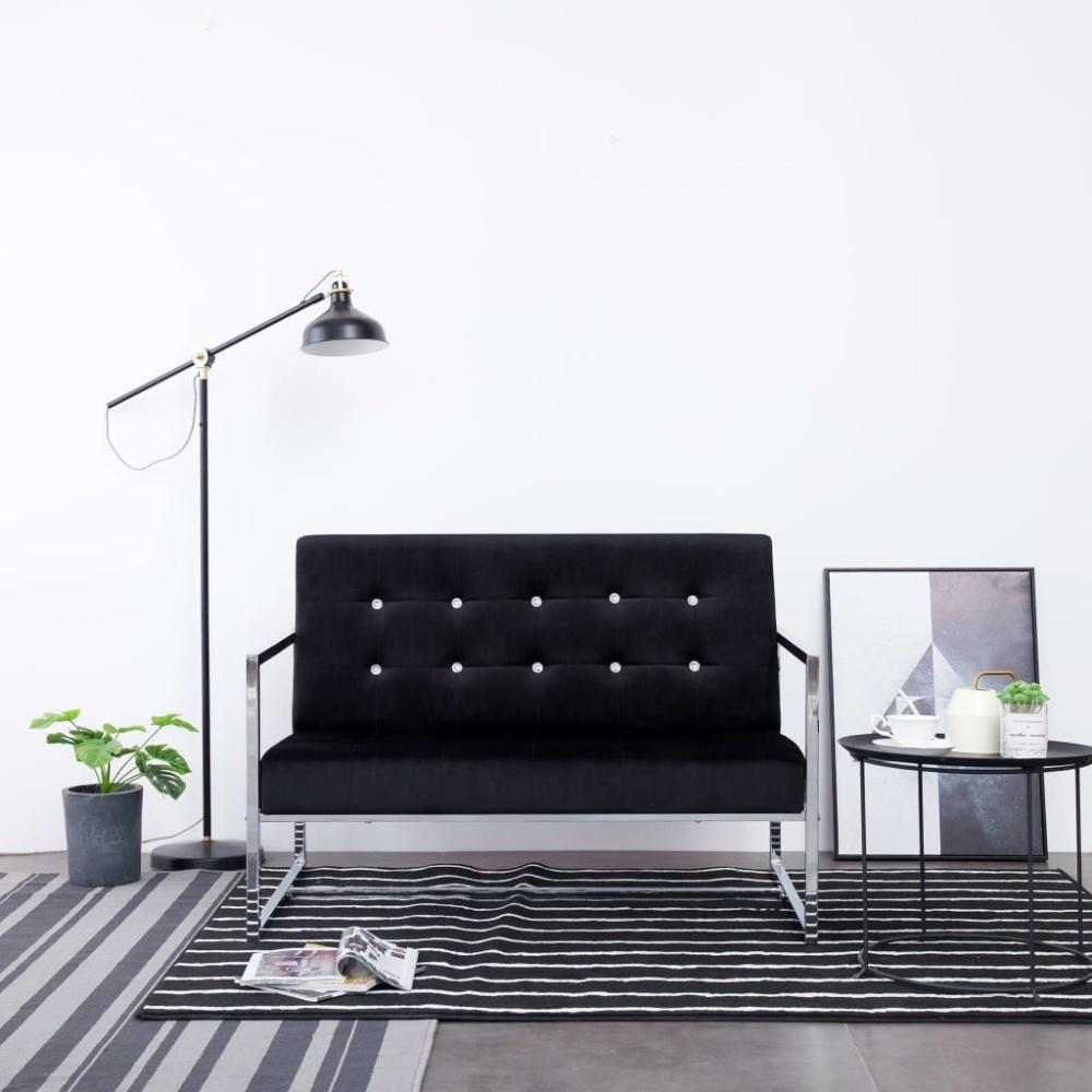 vidaXL 2-Sitzer-Sofa mit Armlehnen Schwarz Chrom und Samt 282163 Bild 1