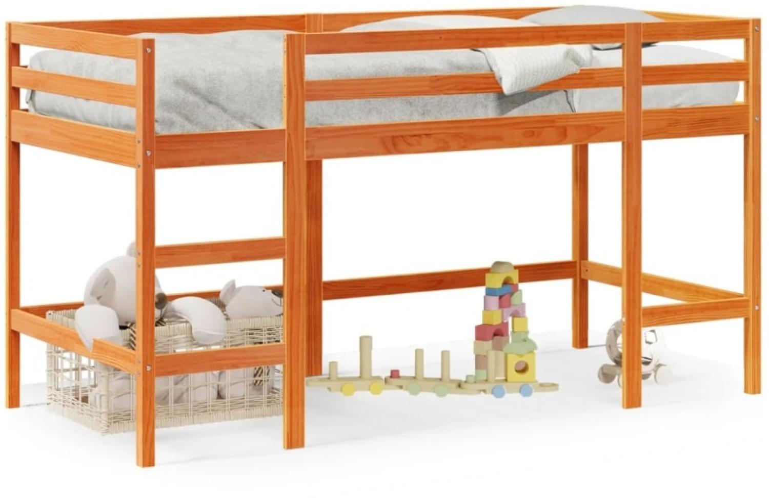 vidaXL Kinderhochbett mit Leiter Wachsbraun 90x200cm Massivholz Kiefer 852398 Bild 1