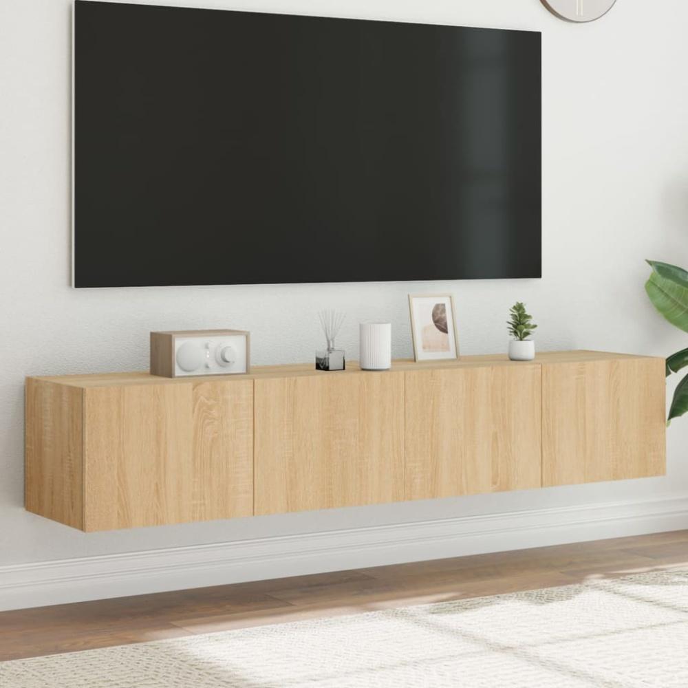 vidaXL TV-Wandschränke mit LED-Leuchten 2 Stk. Sonoma-Eiche 80x35x31cm 837286 Bild 1