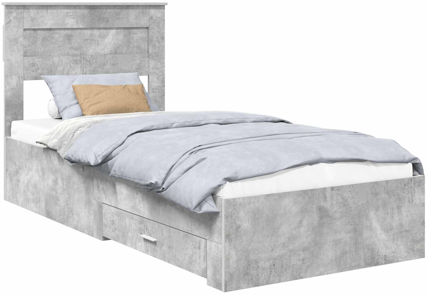 vidaXL Bettrahmen mit Kopfteil Beton Grau 100x200 cm Holzwerkstoff 3410022 Bild 1