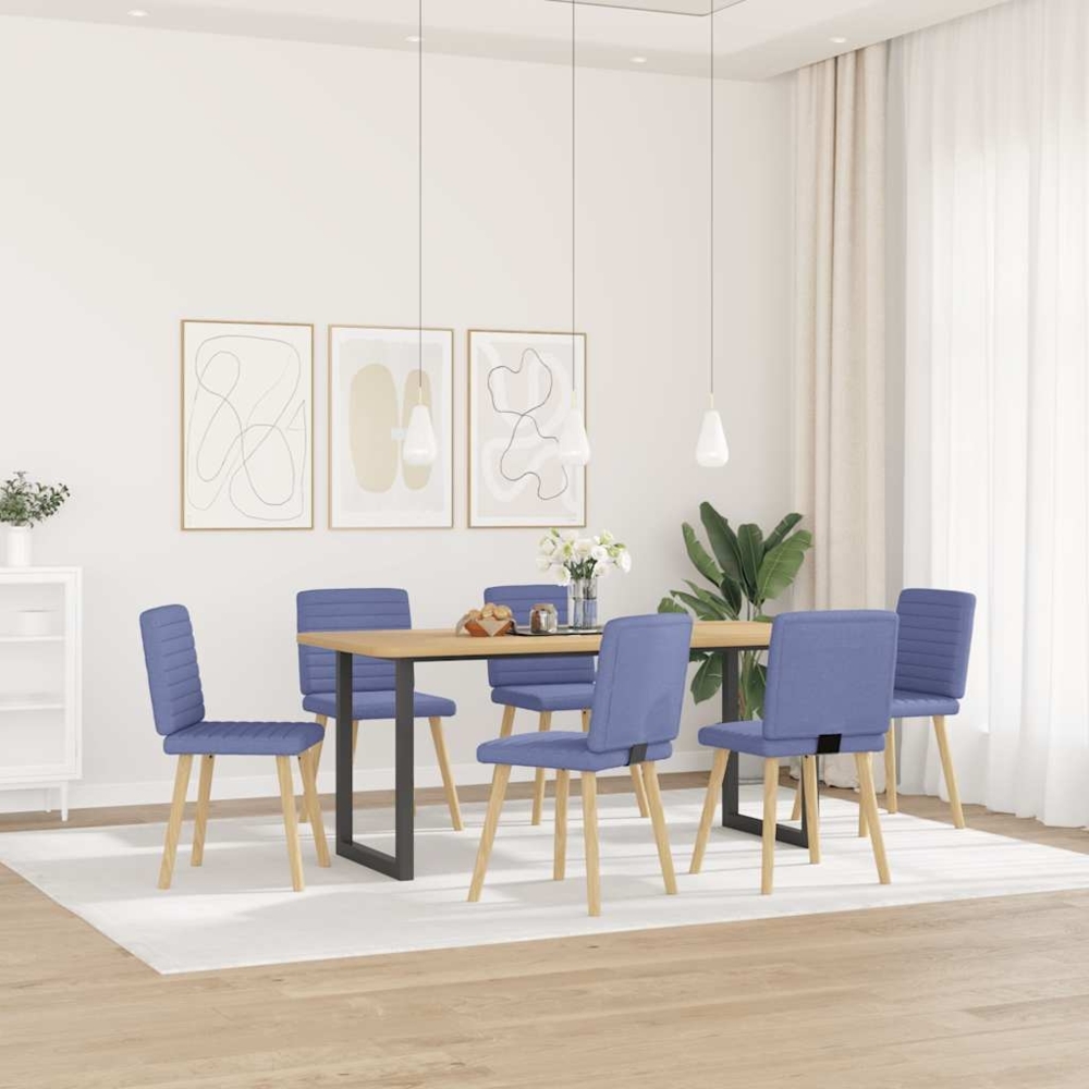 vidaXL Esszimmerstühle 6 Stk. Jeansblau Stoff 3315554 Bild 1