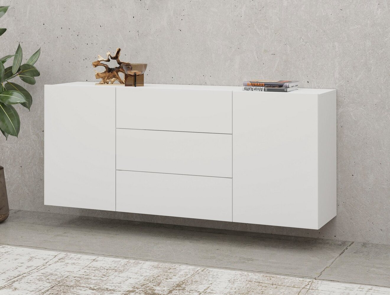 INOSIGN Sideboard Ava, Breite 140 cm, hängend und stehend montierbar, moderne grifflose Kommode, Schubladenschrank, 2Türen/3Schubkästen Bild 1