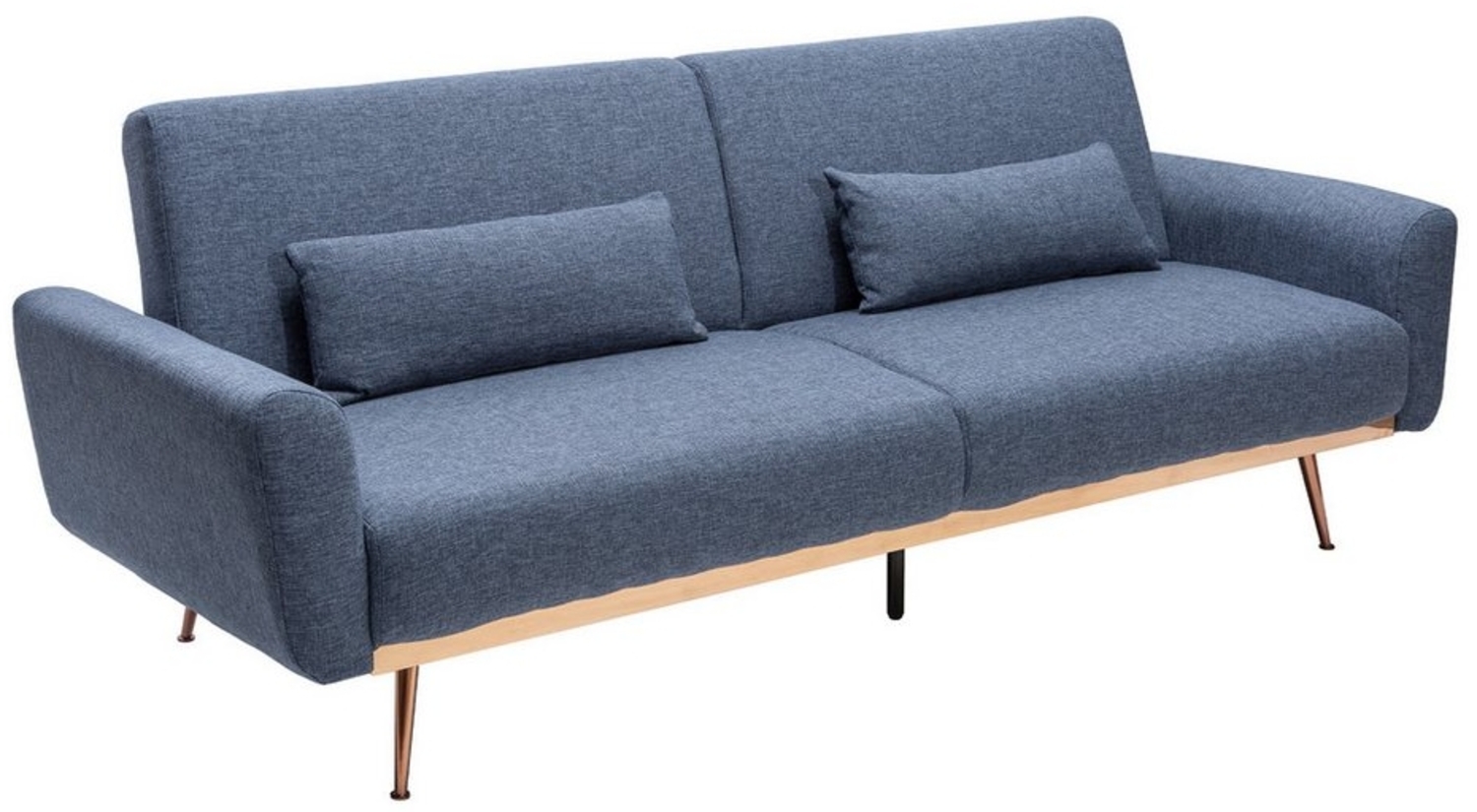 riess-ambiente Schlafsofa BELLEZZA 210cm blau / roségold, Wohnzimmer · Stoff · Metall · 3-Sitzer · Couch inkl. Kissen · Retro Bild 1