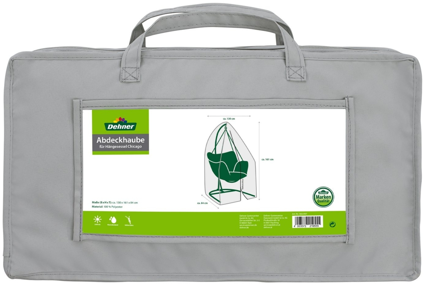 Dehner Gartenmöbel-Schutzhülle Abdeckhaube für Hängesessel Chicago, 161 x 130 x 84 cm, Polyester, wasserabweisende Abdeckplane mit UV-Schutz 50+ Bild 1