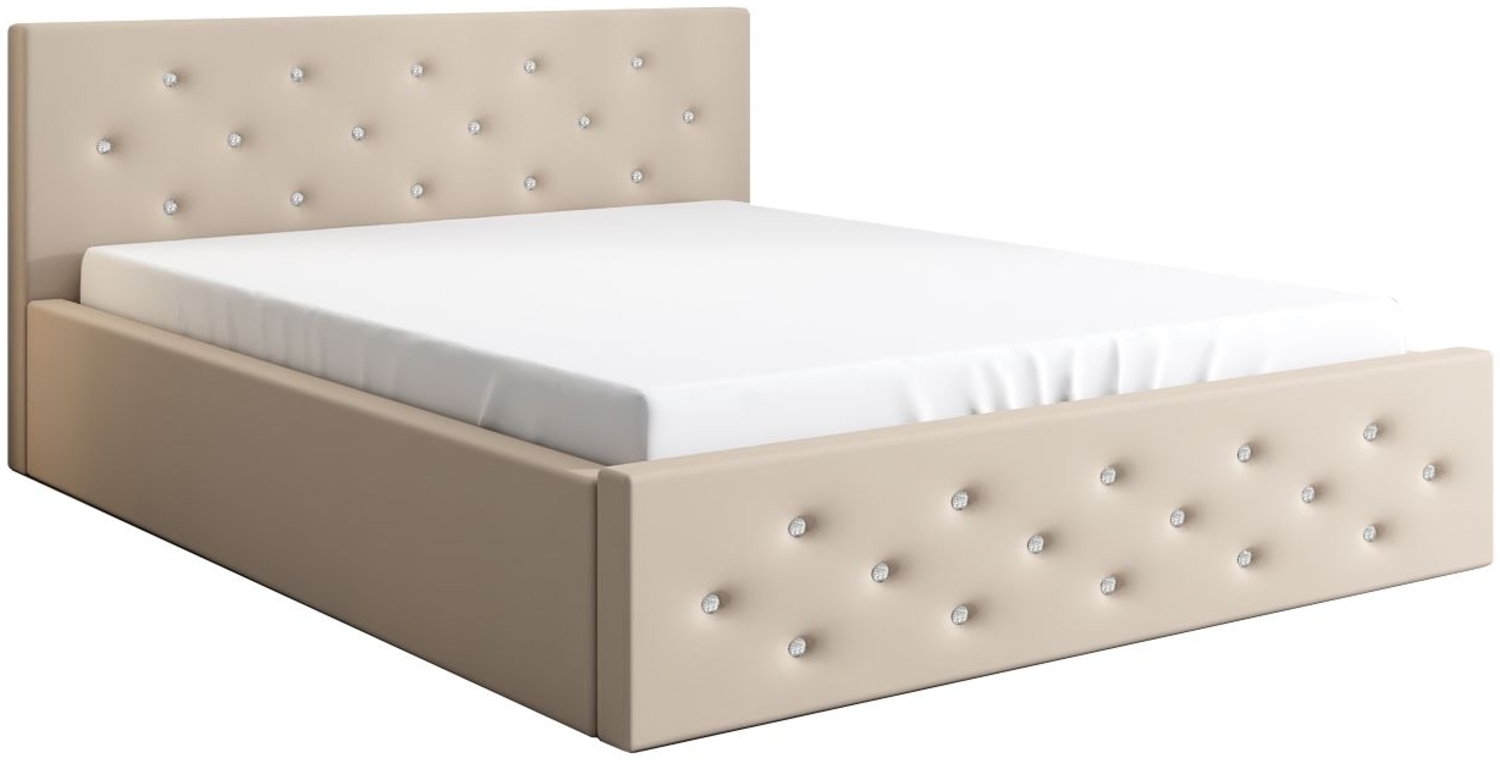 Polsterbett VALI 140x200 mit Matratze, Bettkasten und Lattenrost. Farbe: Beige 04 Bild 1