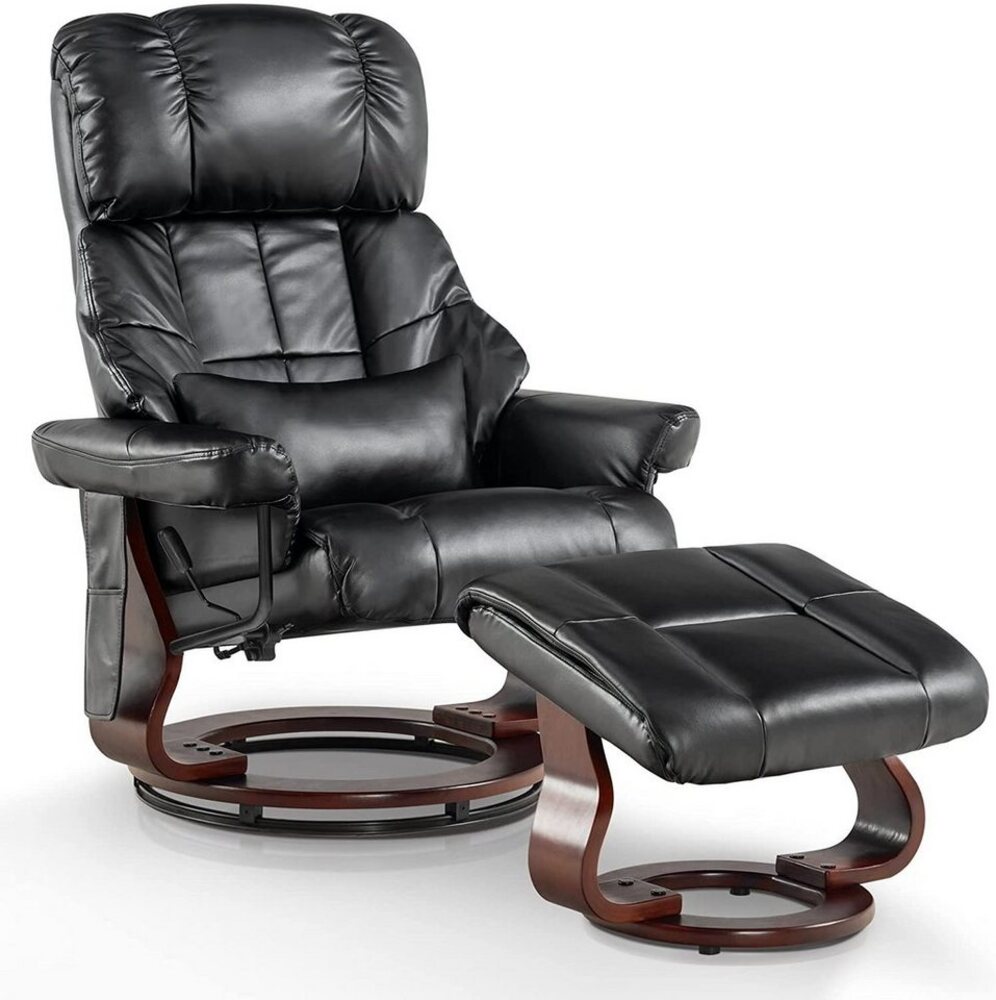 MCombo Relaxsessel MCombo Massagesessel mit Hocker 9068, 360°drehbarer Relaxsessel mit Liegefunktion Bild 1