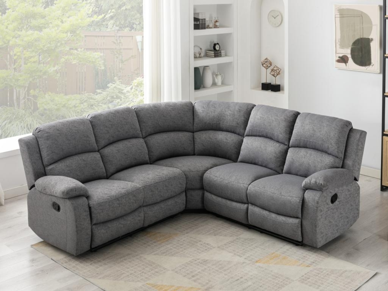 Vente-unique - Eckrelaxsofa - Melierter Stoff - Hellgrau - RIETI Bild 1