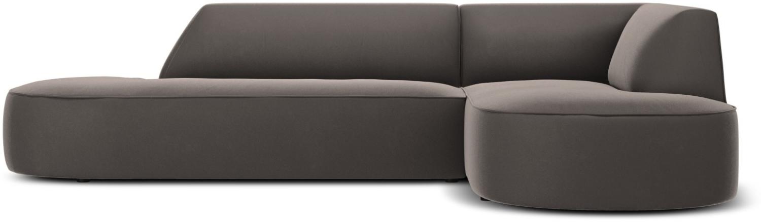 Micadoni 4-Sitzer Samtstoff Modular Ecke rechts Sofa Ruby | Bezug Dark Grey | Beinfarbe Black Plastic Bild 1