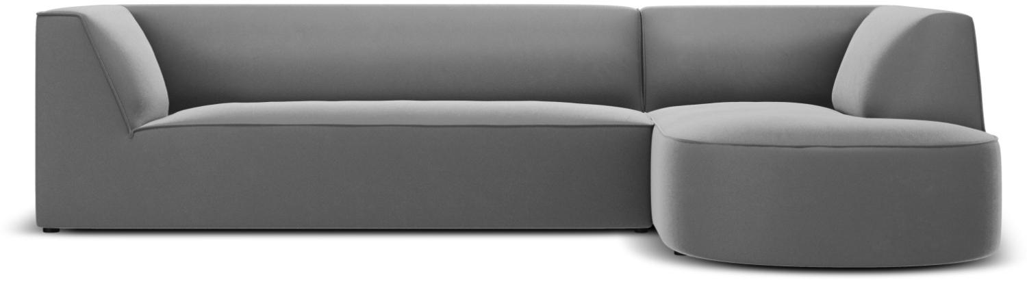 Micadoni 4-Sitzer Samtstoff Modular Ecke rechts Sofa Ruby | Bezug Grey | Beinfarbe Black Plastic Bild 1