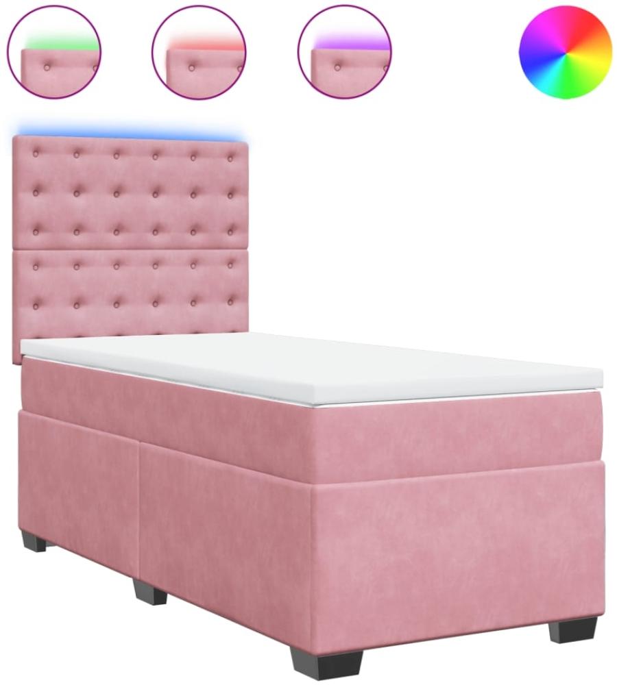 vidaXL Boxspringbett mit Matratze Rosa 100x200 cm Samt 3293151 Bild 1
