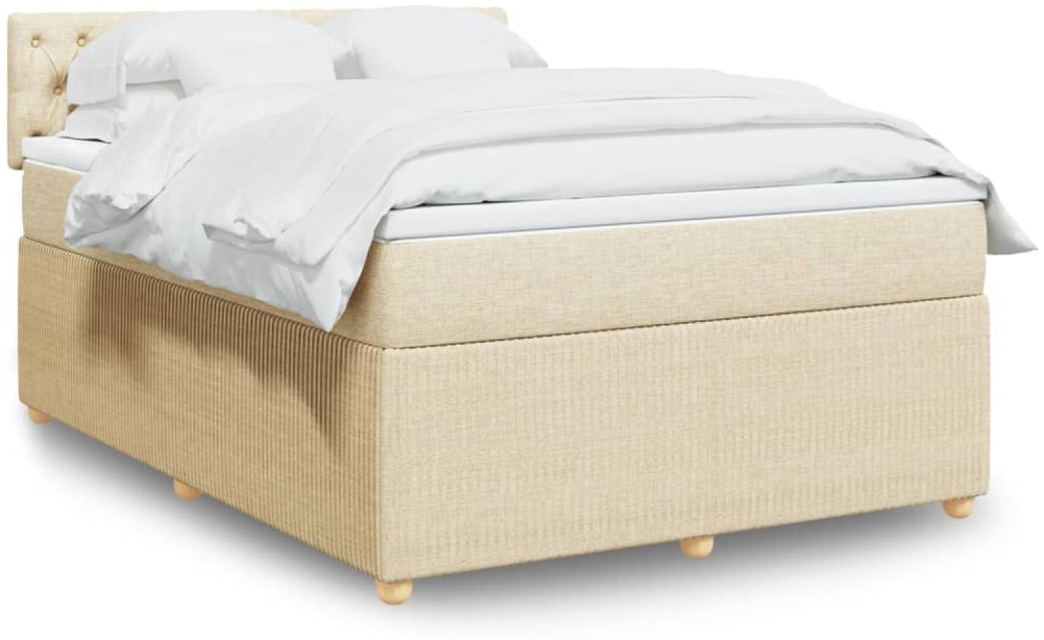 vidaXL Boxspringbett mit Matratze Creme 160x200 cm Stoff 3289819 Bild 1