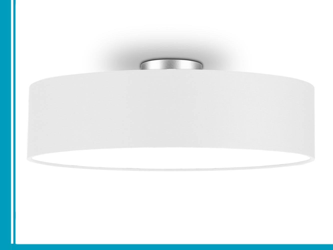 Runde zeitlose Deckenleuchte CALMA mit Stoffschirm in Weiß Ø 50cm Bild 1