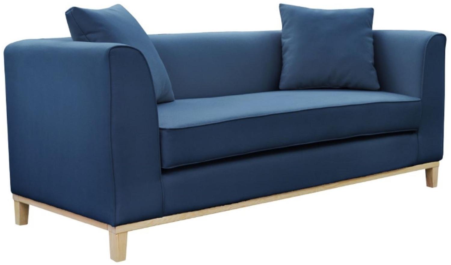 Casa Padrino Luxus Sofa mit Kissen 202 x 84 x H. 84 cm Mittelblau Bild 1