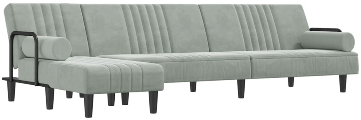 vidaXL Schlafsofa in L-Form Hellgrau 260x140x70 cm Samt 3157242 Bild 1