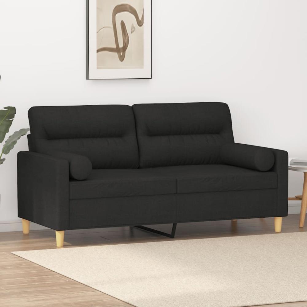 vidaXL 2-Sitzer-Sofa mit Zierkissen Schwarz 140 cm Stoff 3200825 Bild 1