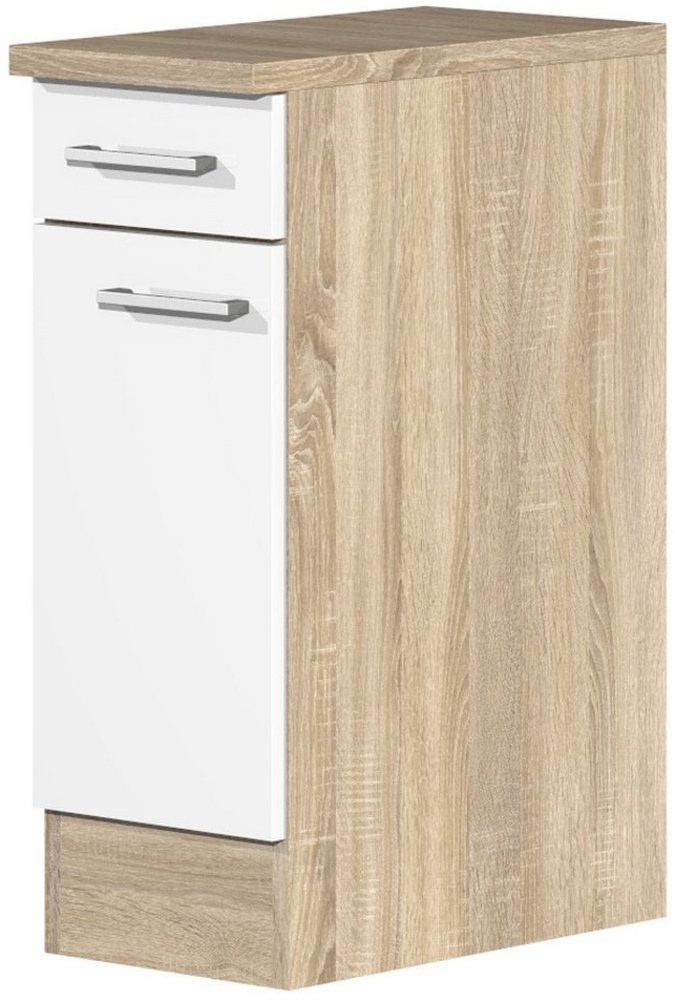 Flex-Well Unterschrank Küchenunterschrank - 30 cm breit - Weiß Sonoma Eiche – Salerno Bild 1