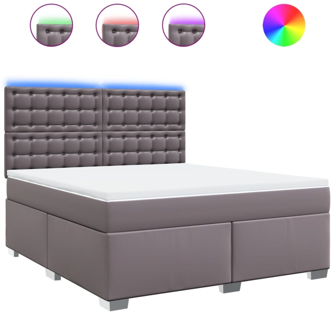 vidaXL Boxspringbett mit Matratze Grau 180x200 cm Kunstleder 3293034 Bild 1