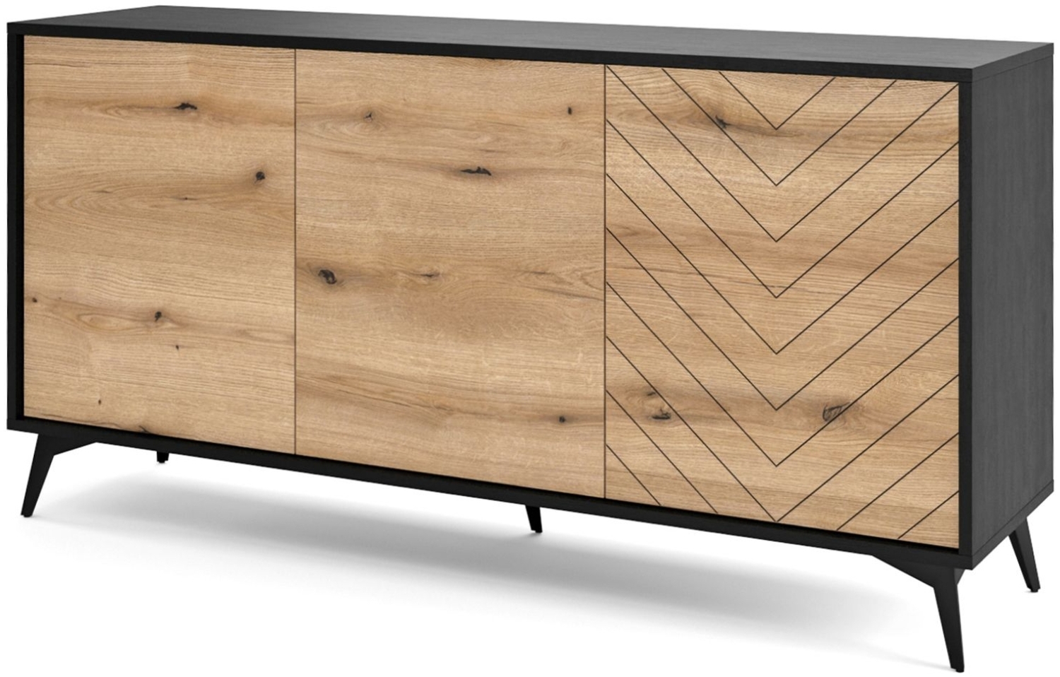 Selsey 'Boulia' Sideboard 3-türig mit Fischgrätmuster, 77 x 154 x 39 cm Bild 1