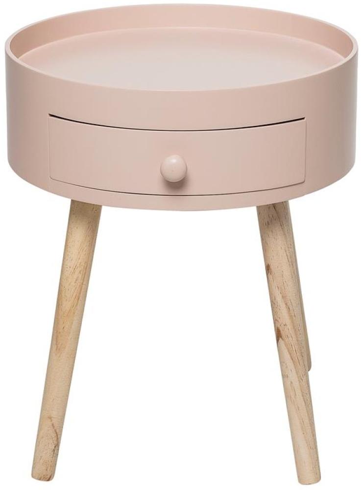 Bloomingville Beistelltisch rosa 38x45 cm rund Sofatisch Nachttisch mit Staufach dänisches Design Bild 1