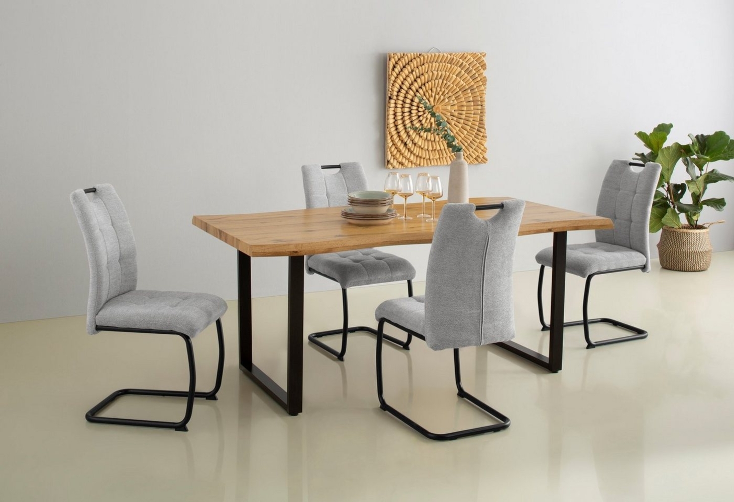HELA Freischwinger LEONA Esszimmerstuhl (Set, 4 St), Küchenstuhl, für den Esstisch, in Teddyoptik Bild 1