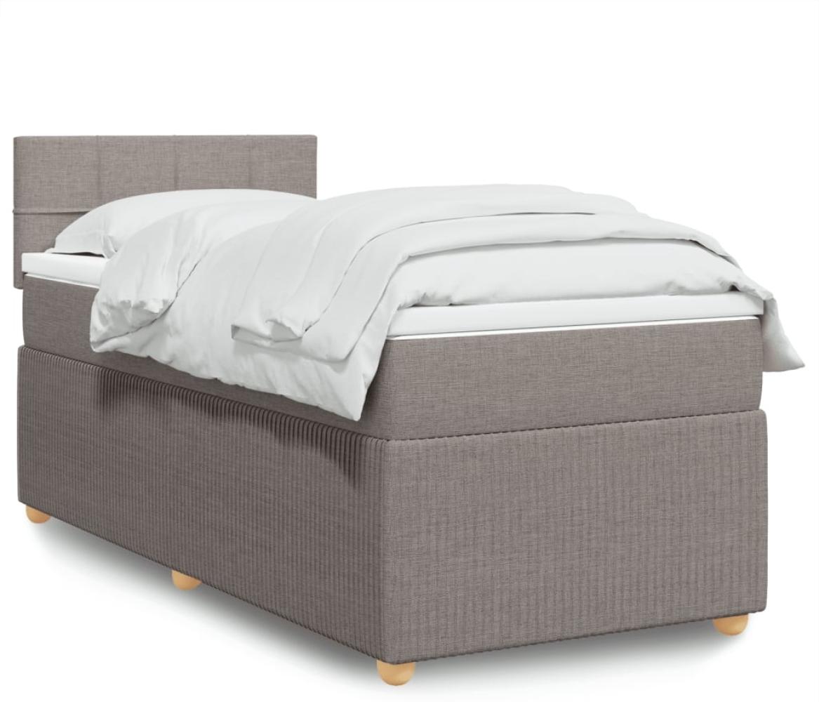 vidaXL Boxspringbett mit Matratze Taupe 100x200 cm Stoff 3289671 Bild 1