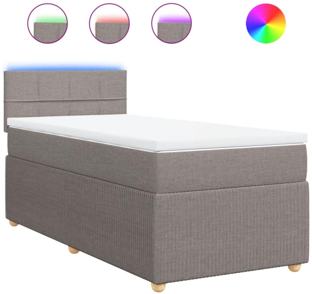 vidaXL Boxspringbett mit Matratze Taupe 100x200 cm Stoff 3289671 Bild 1